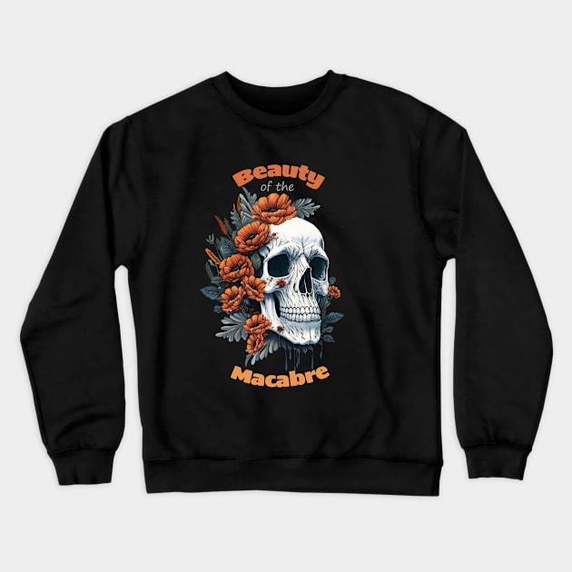 Celebrating Life, Darling Skulls and Decorative Poppies, Poppies and Lady skull, sugar skull, dark, La catrina, calavera, bones, gothic floral lady Crewneck Sweatshirt by Collagedream